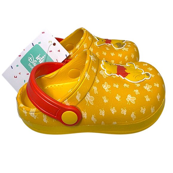 Disney Winnie The Pooh Clogs Toddler Sz 5 & 6 Yellow Easy-On/Off Swiveling Strap - Picture 4 of 7